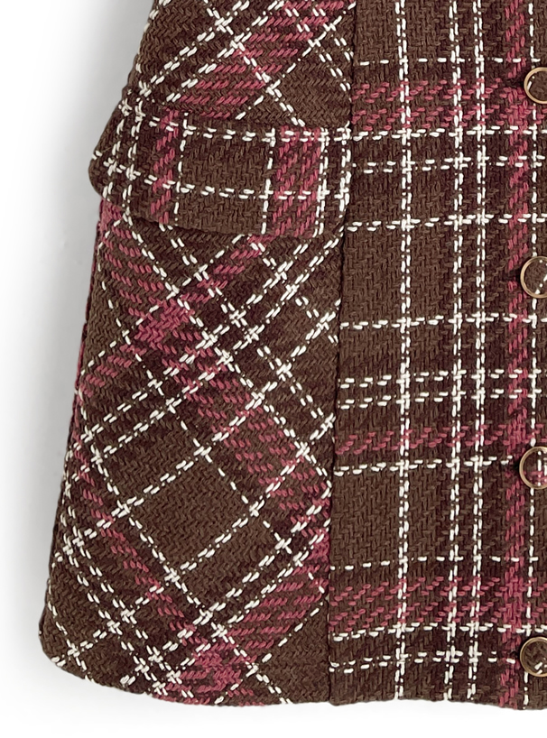 ツイードチェックノースリーブミニワンピース[tu1888] | レディース