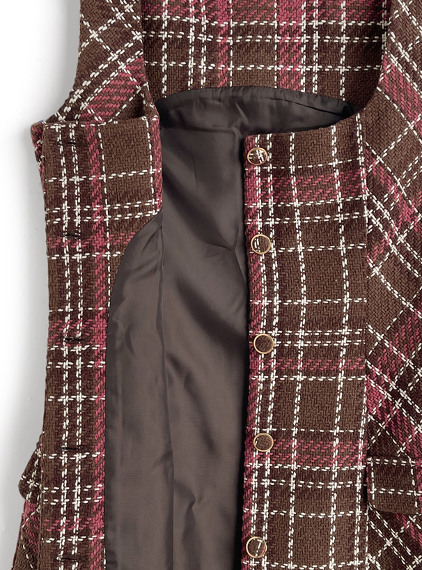 ツイードチェックノースリーブミニワンピース[tu1888] | レディース