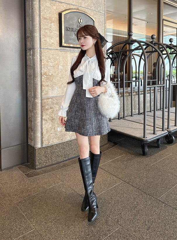 ツイードドッキングミニワンピース[tu1894] | レディースファッション