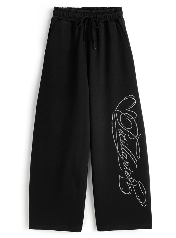 ラインストーンスウェットカーブパンツ