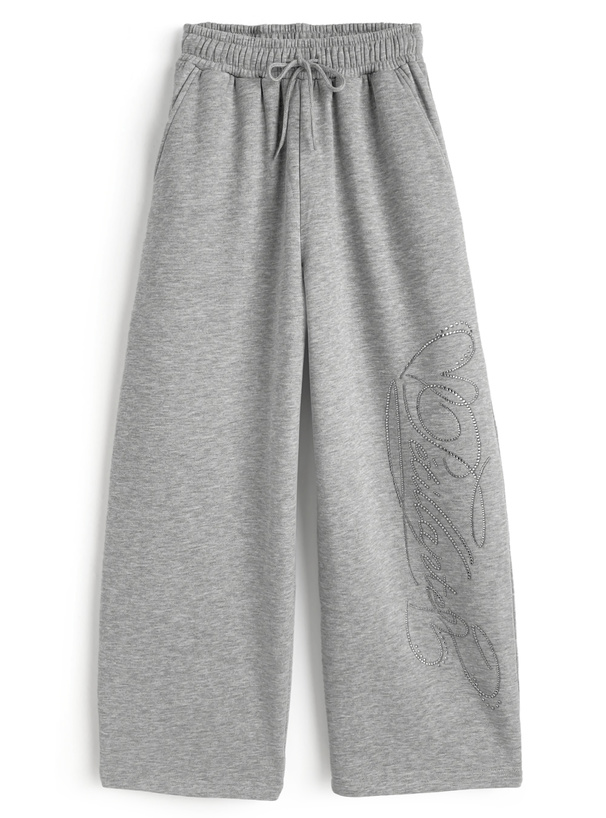 ラインストーンスウェットカーブパンツ