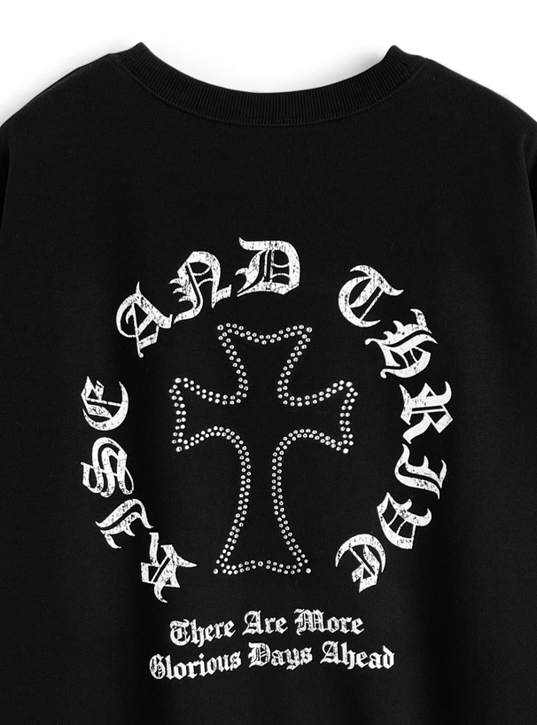 サークルロゴプリントラインストーンスウェットトップス