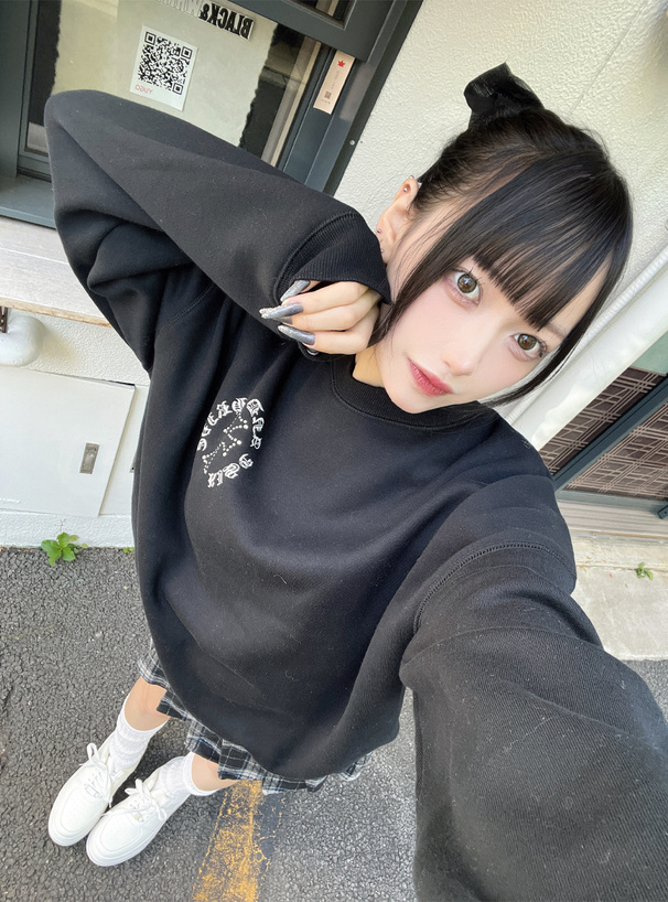 サークルロゴプリントラインストーンスウェットトップス