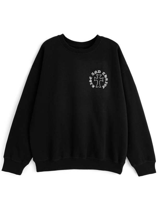 サークルロゴプリントラインストーンスウェットトップス