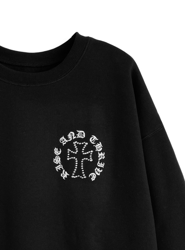 サークルロゴプリントラインストーンスウェットトップス