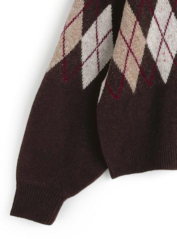 アーガイル柄ニットトップス