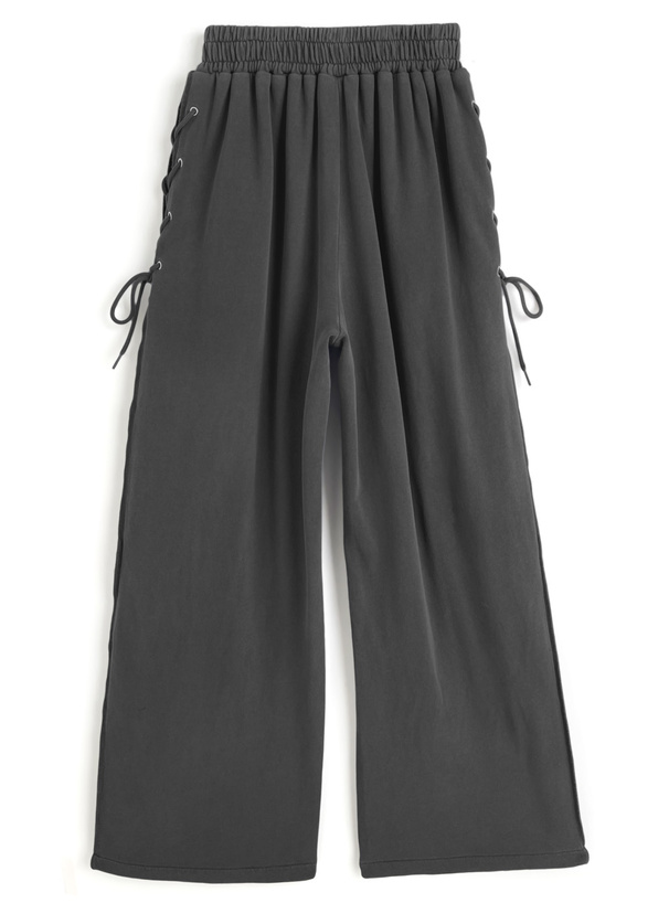 レースアップスウェットワイドパンツ