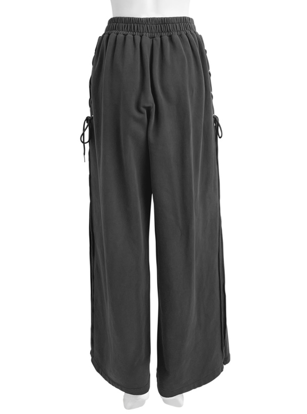 レースアップスウェットワイドパンツ