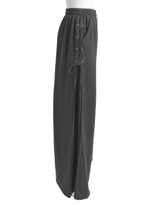 レースアップスウェットワイドパンツ