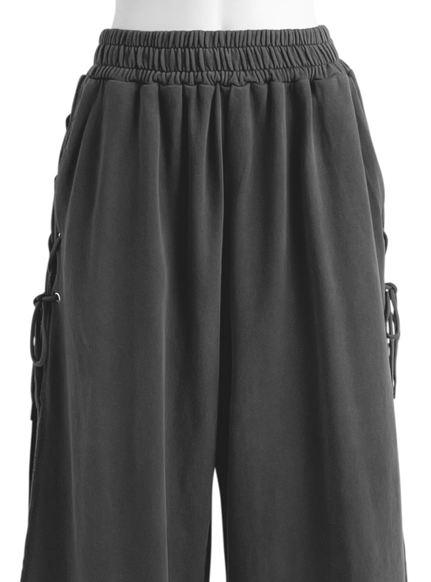 レースアップスウェットワイドパンツ