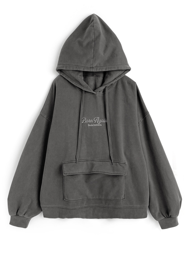 ロゴ刺繍ポケットスウェットパーカー