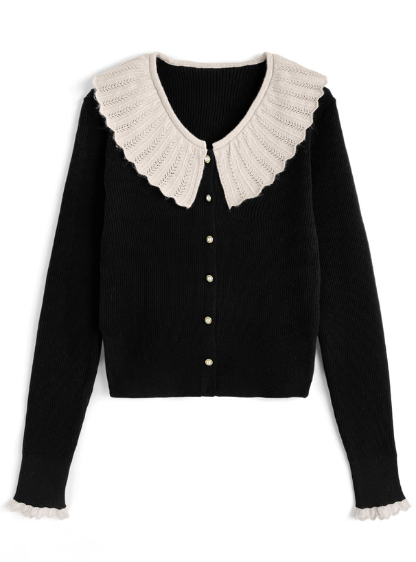 フリルリブニットカーディガン