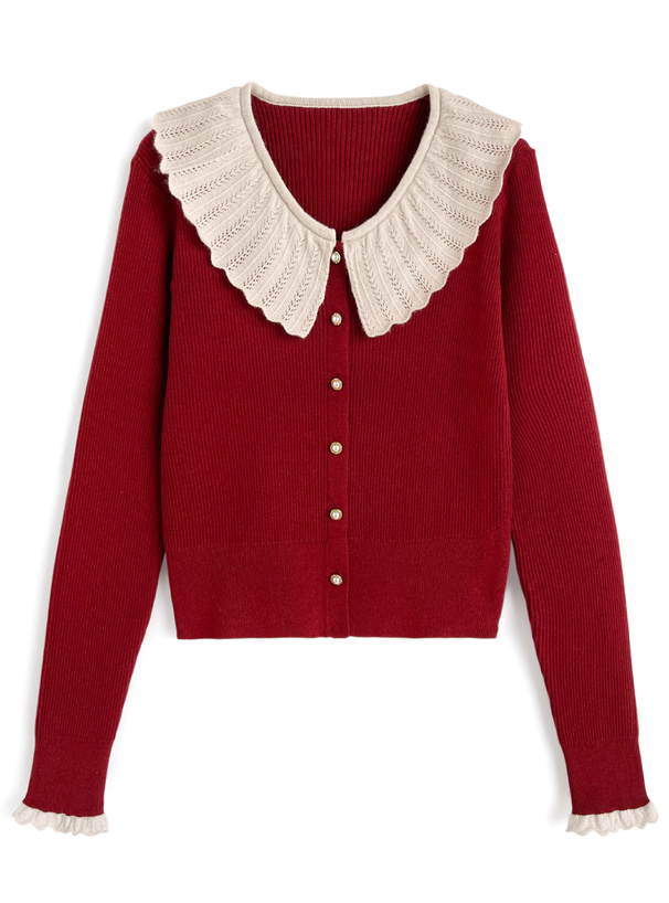 フリルリブニットカーディガン