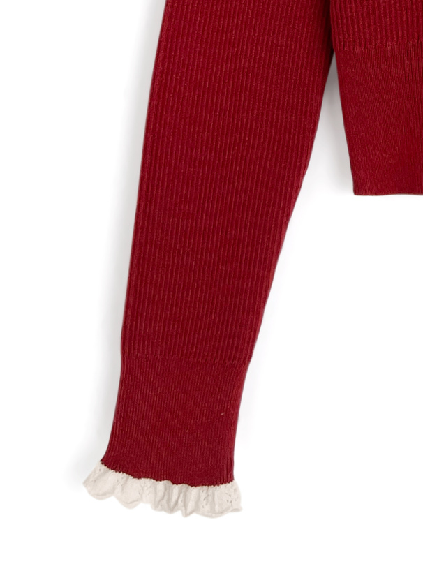 フリルリブニットカーディガン