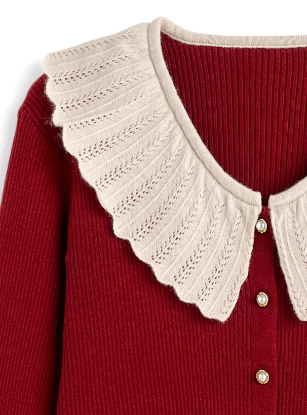 フリルリブニットカーディガン