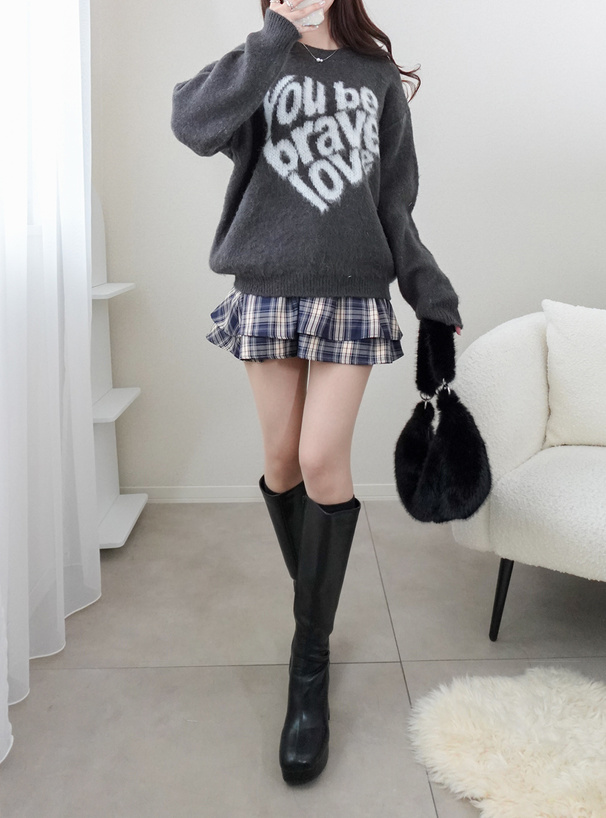 ハートロゴニットトップス