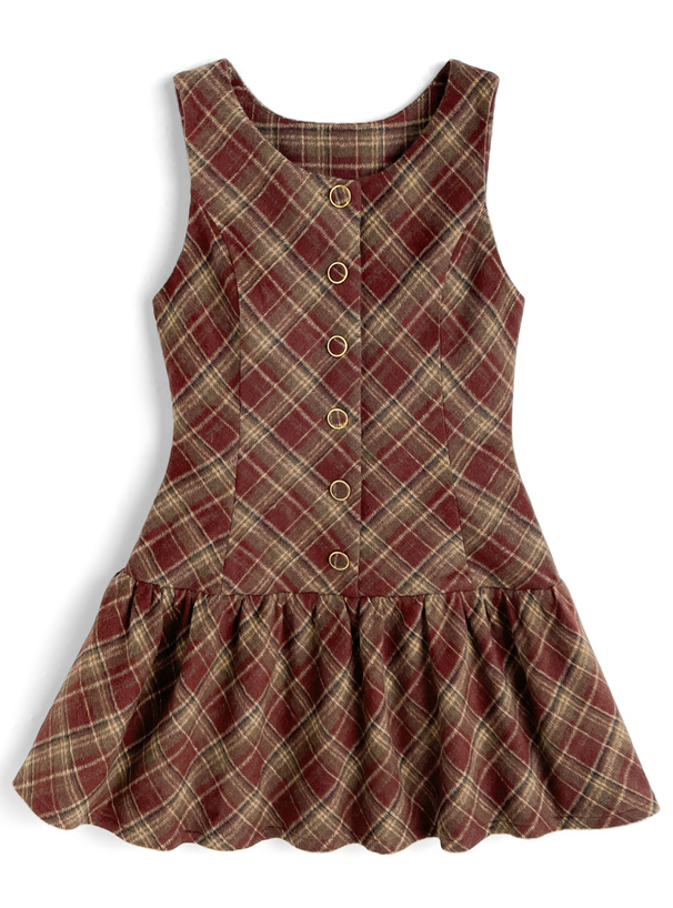 チェック柄ノースリーブフレアミニワンピース[tu1919] | レディース