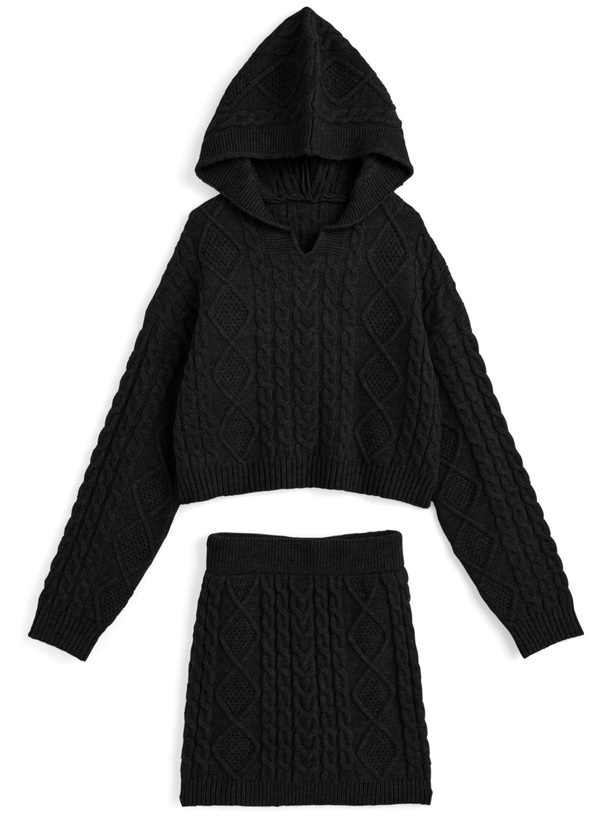 ケーブル編みニットパーカー×タイトミニスカートセットアップ[tu1923]