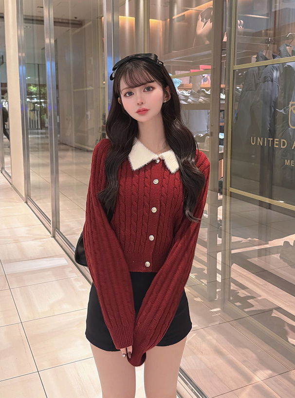 シャギーカラーケーブル編みニットカーディガン[tu1933] | レディース