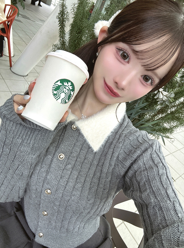 シャギーカラーケーブル編みニットカーディガン