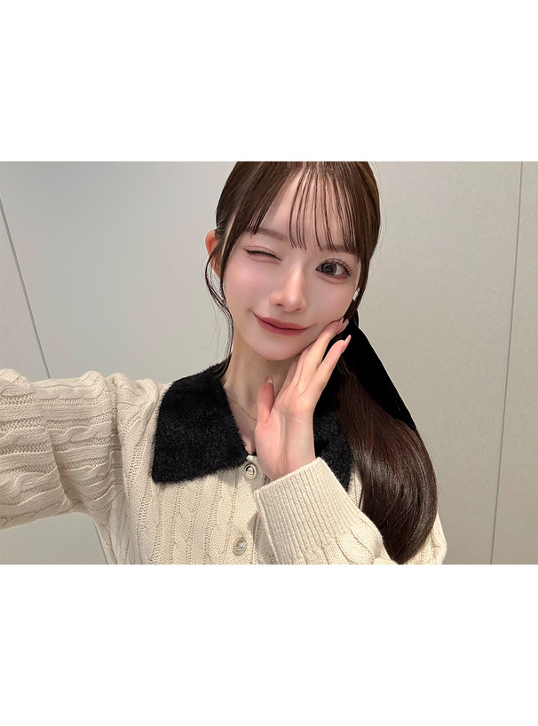 シャギーカラーケーブル編みニットカーディガン