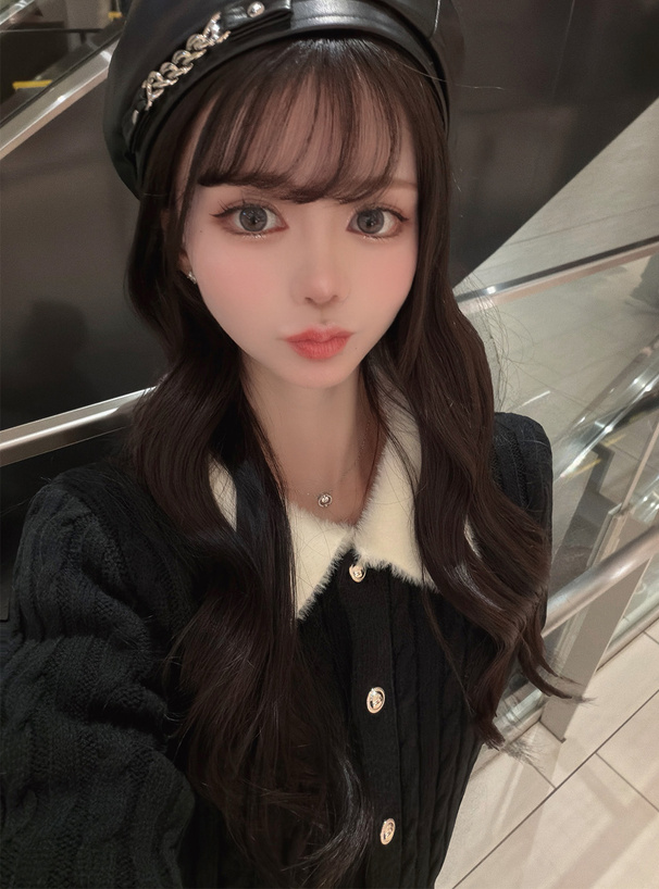 シャギーカラーケーブル編みニットカーディガン