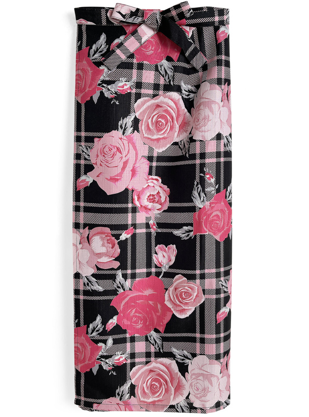 バラ柄チェック2部式浴衣セット