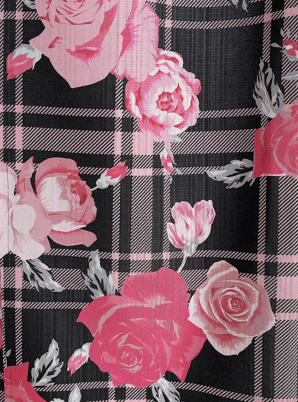 バラ柄チェック2部式浴衣セット