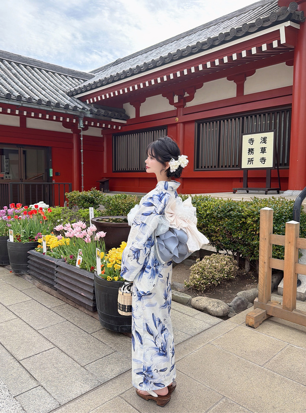 百合柄浴衣セット