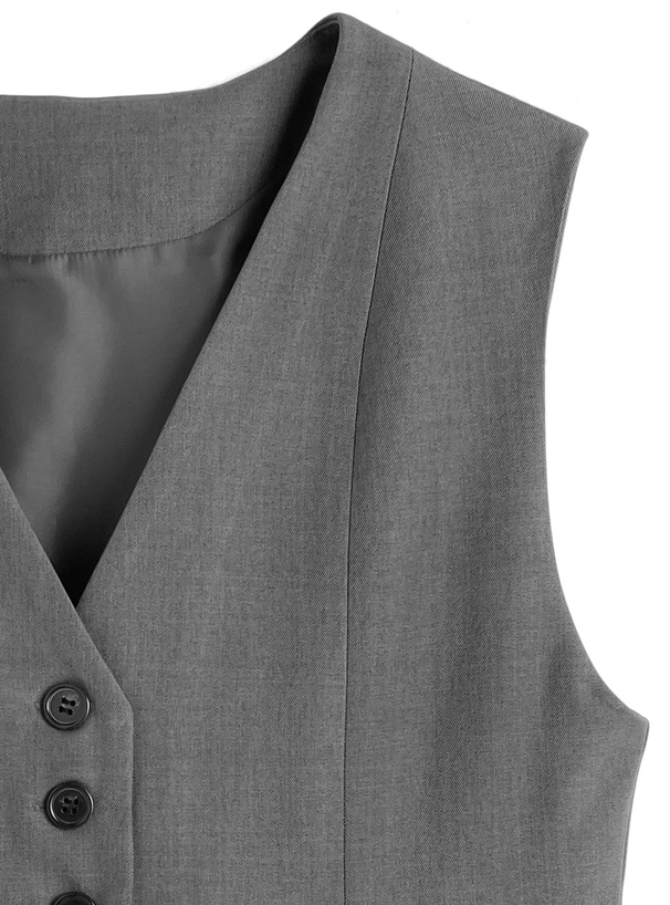 Vネックプリーツジレ