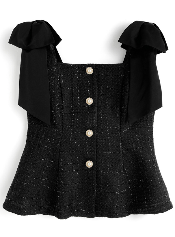 ショルダーリボンラメツイードペプラムキャミソール[tu1955]