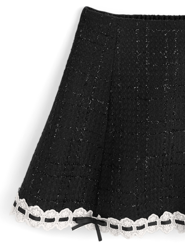 ミニラセットアップ ラメツイードレースジャケット×レースフレアミニスカートセットアップ