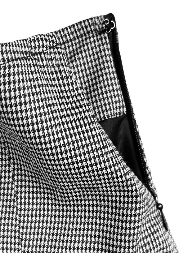 千鳥柄アソートボタンブラウス×プリーツフリルミニスカートセットアップ