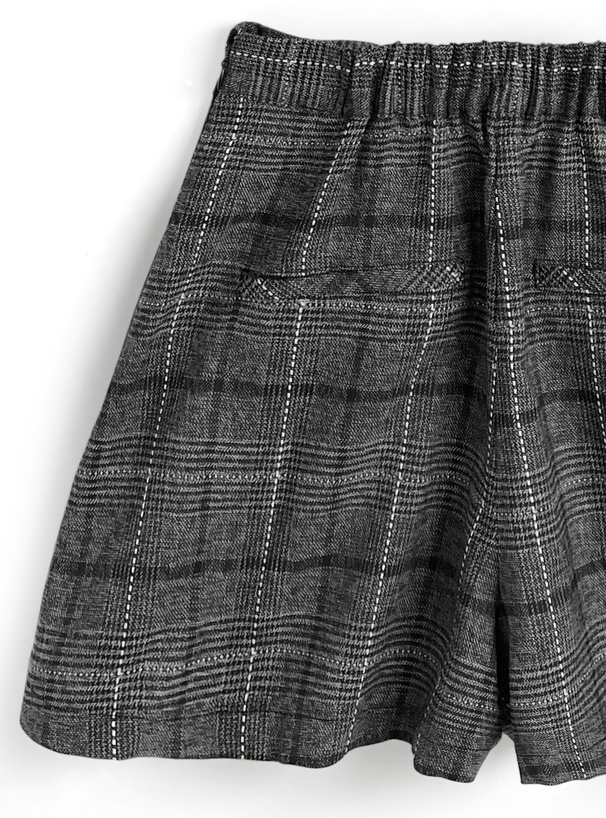 チェック柄配色ジャケット×プリーツキュロットセットアップ[tu1959