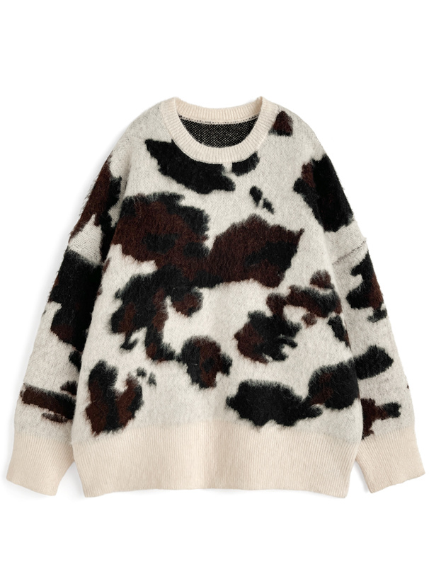 カウ柄シャギーニットトップス[tu1961]