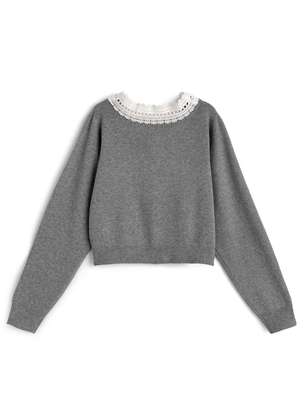 レースボウタイニットカーディガン