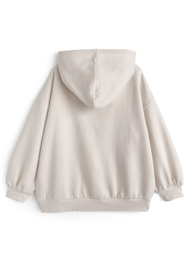 リボン刺繍ラインストーンスウェットパーカー