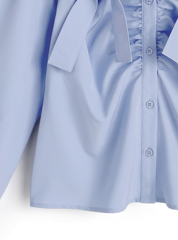 ダブルリボンギャザーブラウス