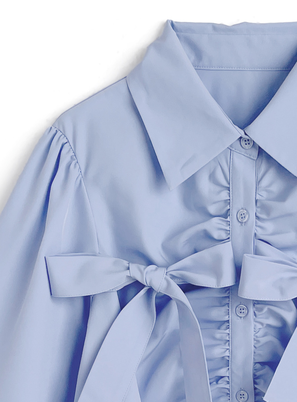 ダブルリボンギャザーブラウス