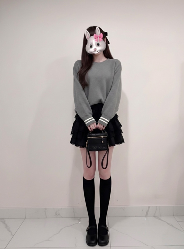 インパン裏地付きレースリボンティアードフリルミニスカート