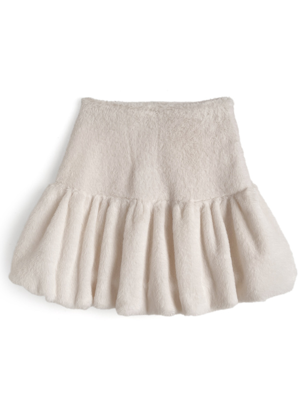 インパン裏地付きファーバルーンミニスカート[tu1982]