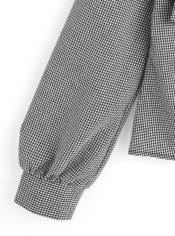 チェック柄ダブルリボンギャザーブラウス[tu1984] | レディース