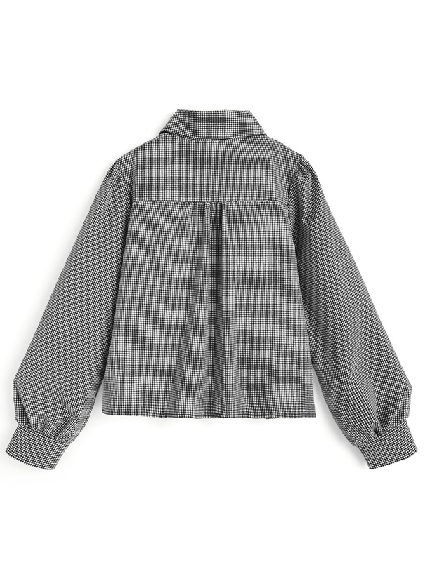 チェック柄ダブルリボンギャザーブラウス[tu1984] | レディース