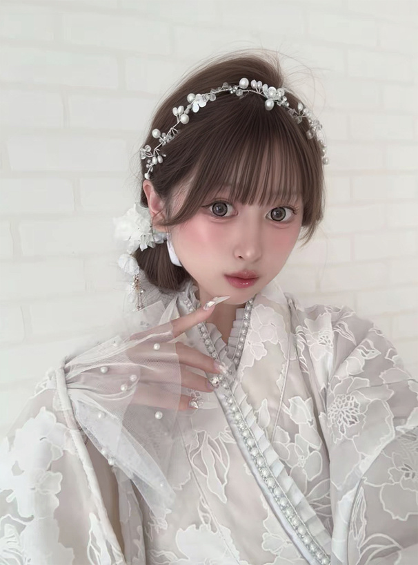 おひなさま テープ付きパールフリル重ね衿
