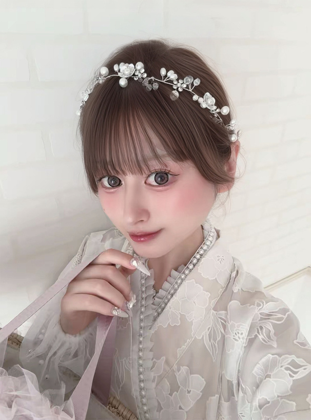 おひなさま テープ付きパールフリル重ね衿
