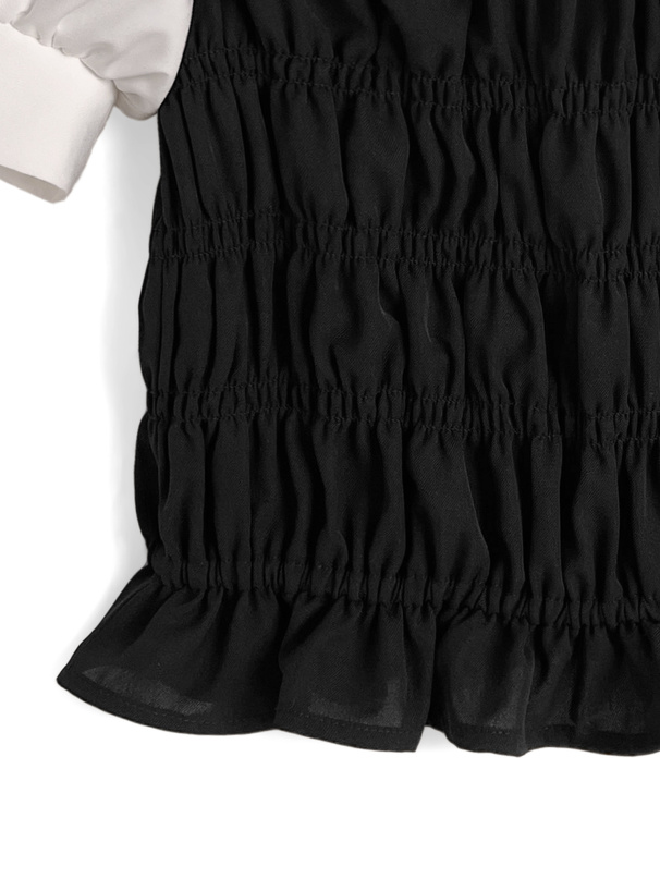 フロントオープンシャーリングドッキングブラウス