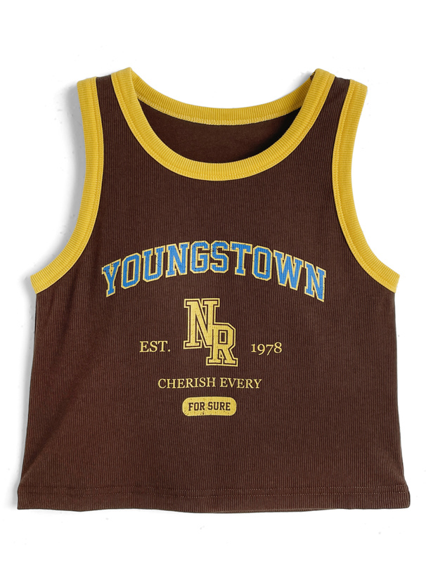 配色ロゴプリントタンクトップ