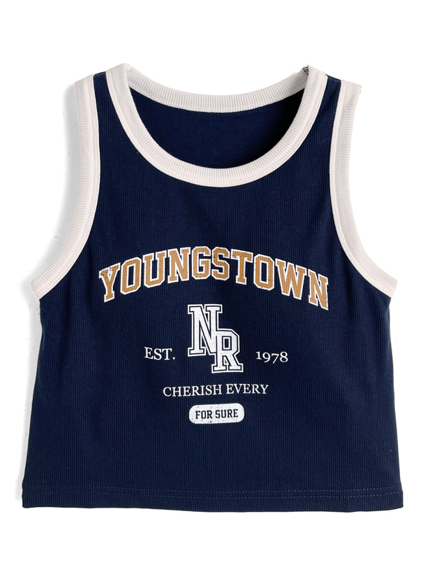 配色ロゴプリントタンクトップ