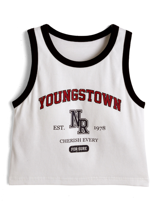 配色ロゴプリントタンクトップ