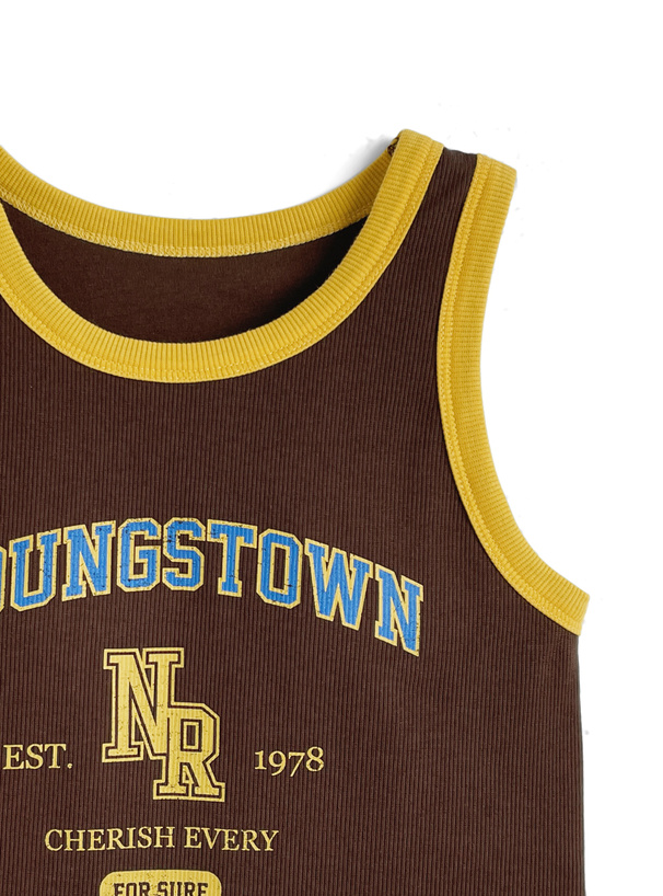 配色ロゴプリントタンクトップ